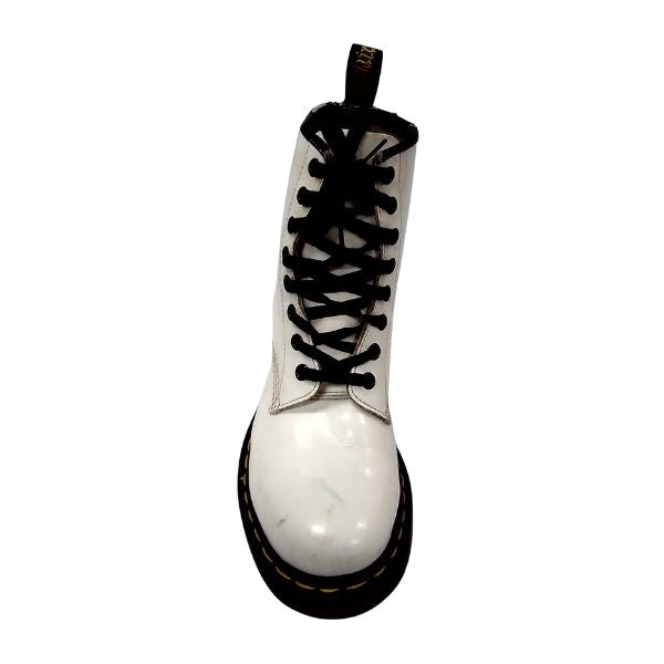 1460 W White Leather Boots | 5 UK
