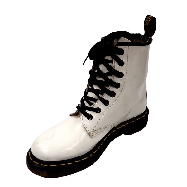 1460 W White Leather Boots | 5 UK