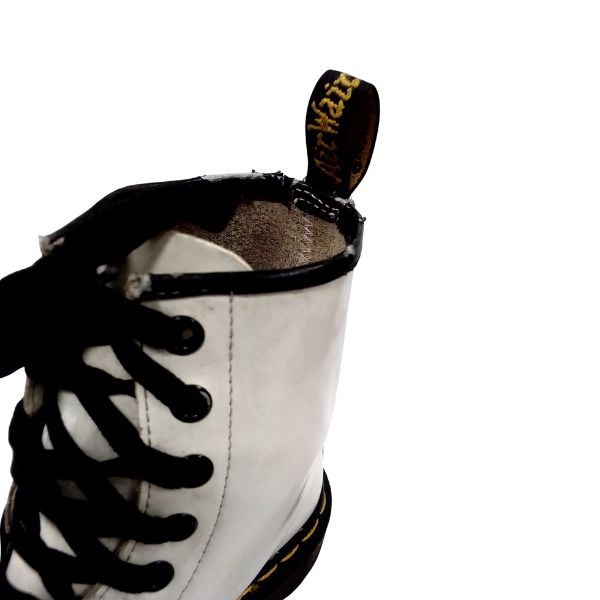 1460 W White Leather Boots | 5 UK