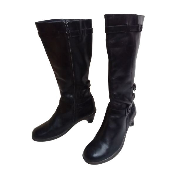 Amber Heeled Leather Boots | 7 UK