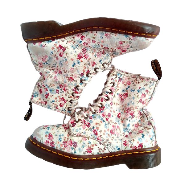 1460 W White Floral Leather | 5 UK
