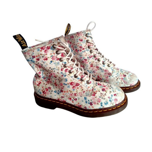 1460 W White Floral Leather | 5 UK