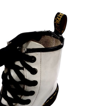 1460 W White Leather Boots | 5 UK