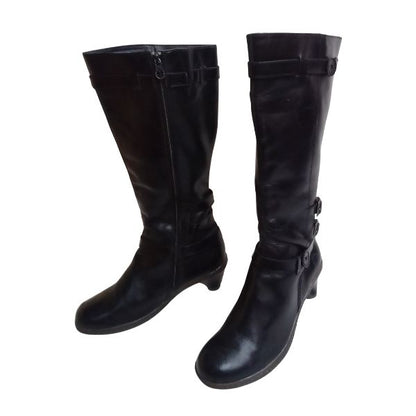 Amber Heeled Leather Boots | 7 UK