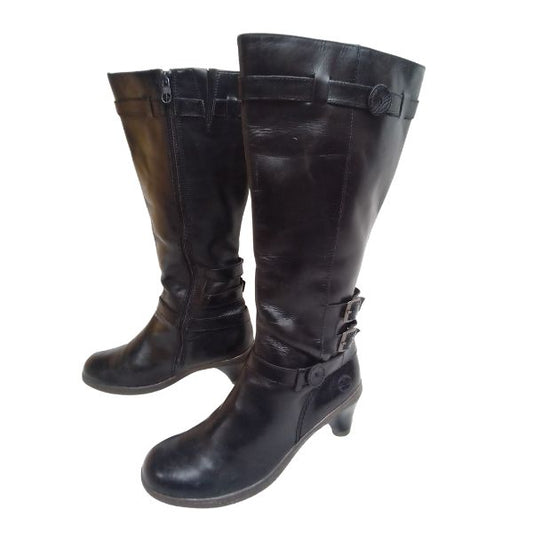 Amber Heeled Leather Boots | 7 UK